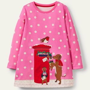 Boden Girls Festive Scene Appliqué Tunic - Size 9-10Y - LIKE NEW